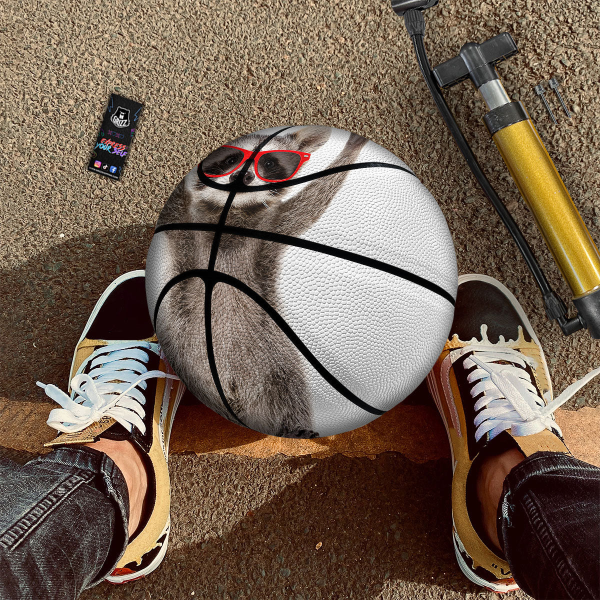 Funny Raccoon Print Basketball - Image 2
