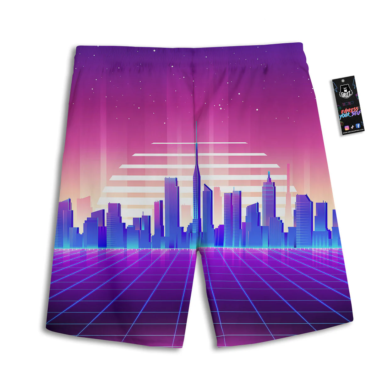 Futuristic City Print Men's Athletic Shorts - Image 2