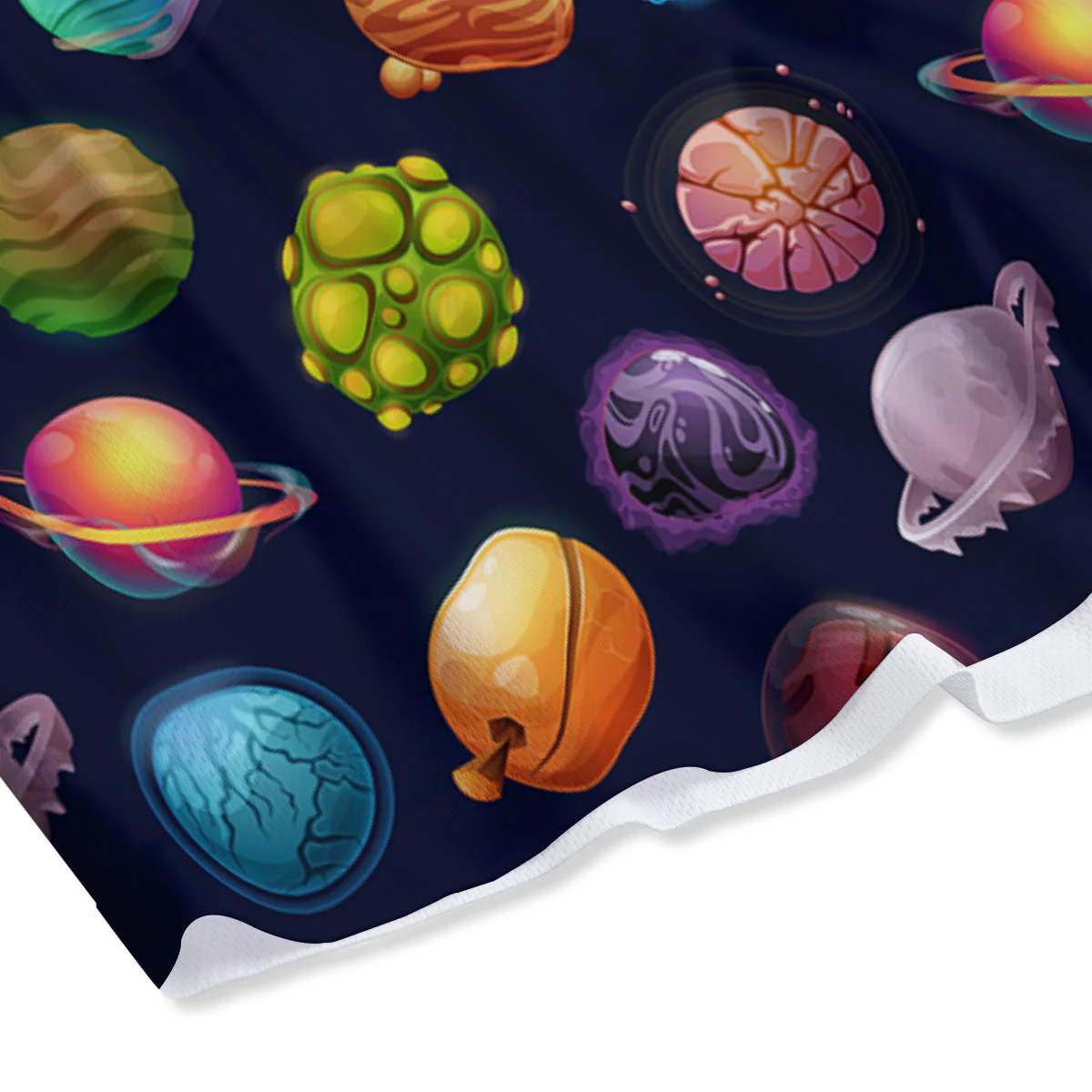 Futuristic Planets And Stars Colorful Print Pattern Mesh Shorts - Image 4