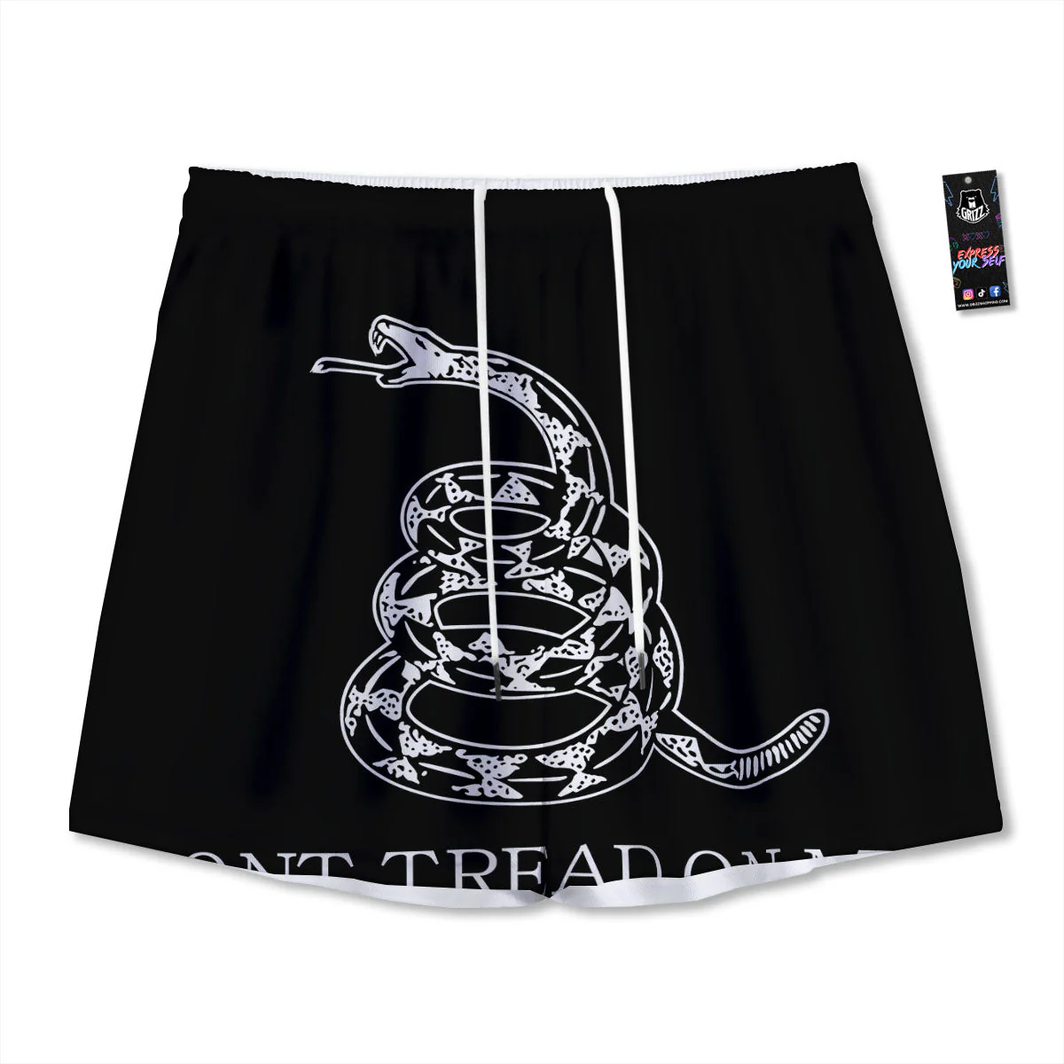 Gadsden Flag White And Black Print Mesh Shorts