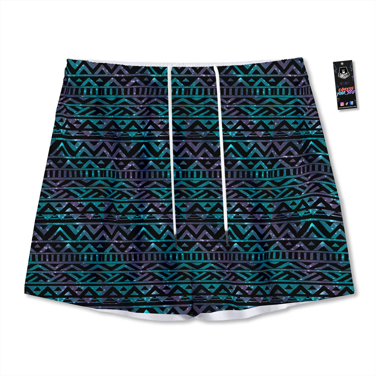 Galaxy Aztec Tribal Print Pattern Mesh Shorts