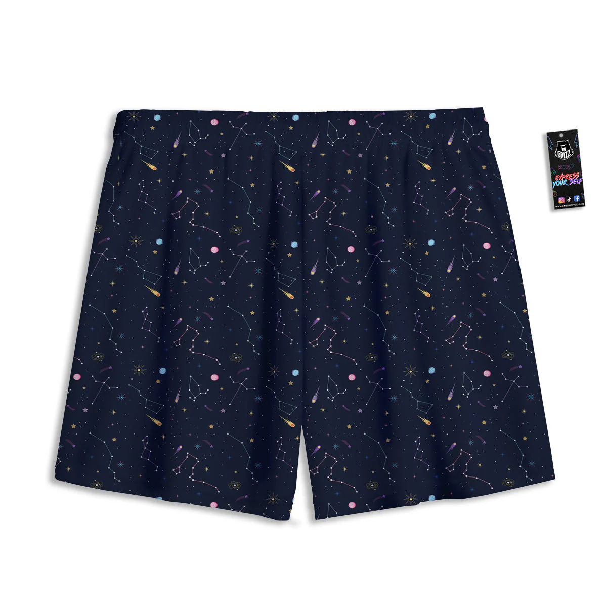 Galaxy Constellation Print Pattern Mesh Shorts - Image 2