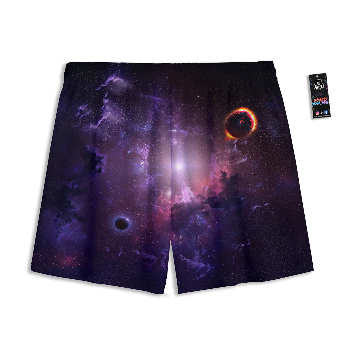 Galaxy Deep Space Light Stardust Print Mesh Shorts - Image 2