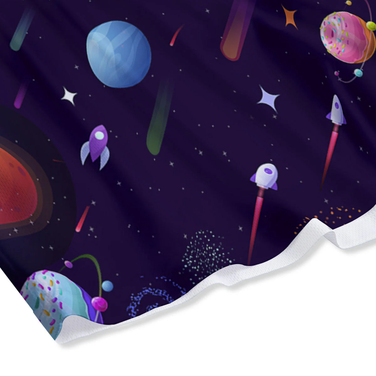 Galaxy Space Abstract Cartoon Print Mesh Shorts - Image 4