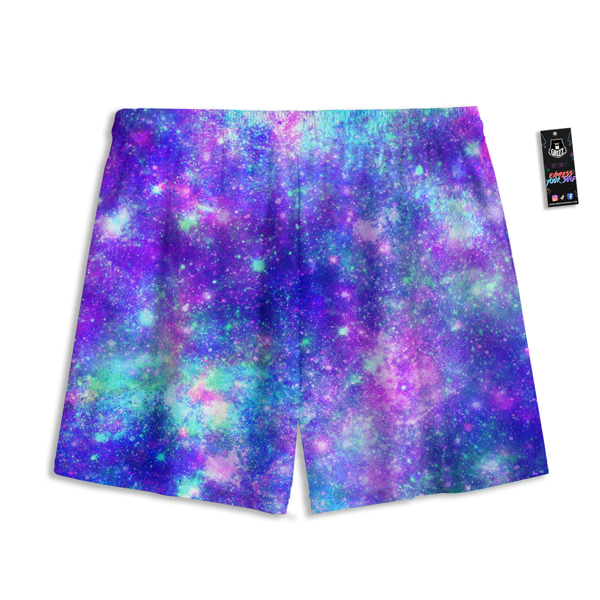 Galaxy Space Abstract Colorful Print Mesh Shorts - Image 2