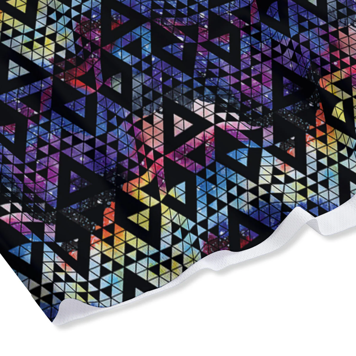 Galaxy Space Black Triangle Print Mesh Shorts - Image 4