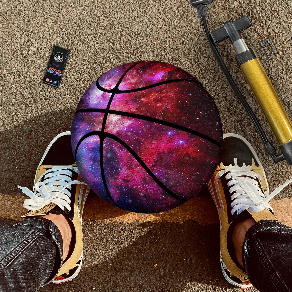 Galaxy Space Dark Purple Cosmos Print Basketball - Image 2