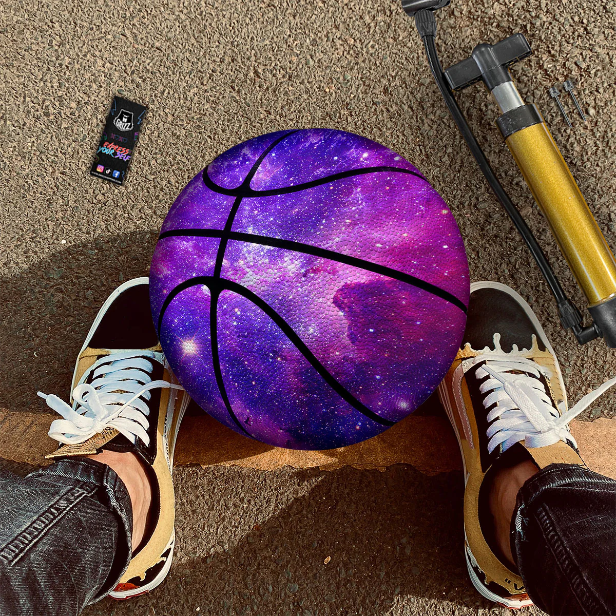 Galaxy Space Dark Purple Universe Print Basketball - Image 2