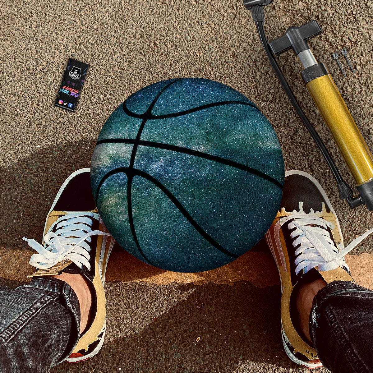 Galaxy Space Dark Teal Print Basketball - Image 2