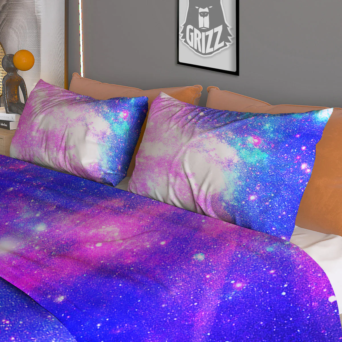 Galaxy Space Purple Bursting Print Duvet Cover Bedding Set - Image 3