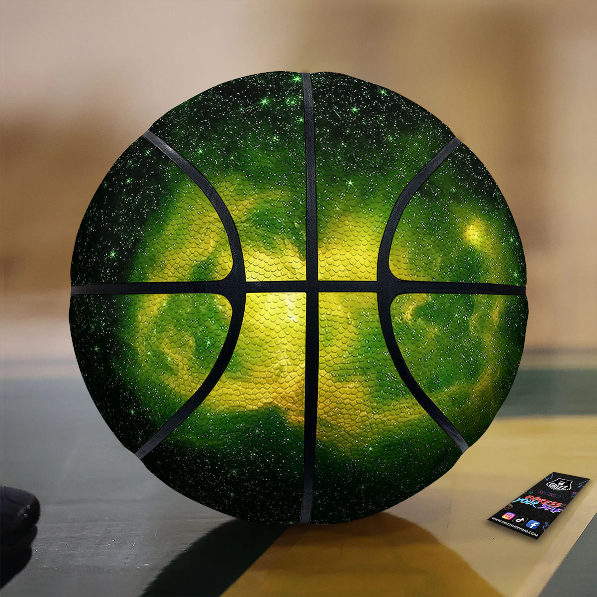 Galaxy Sparkle Green Print Basketball