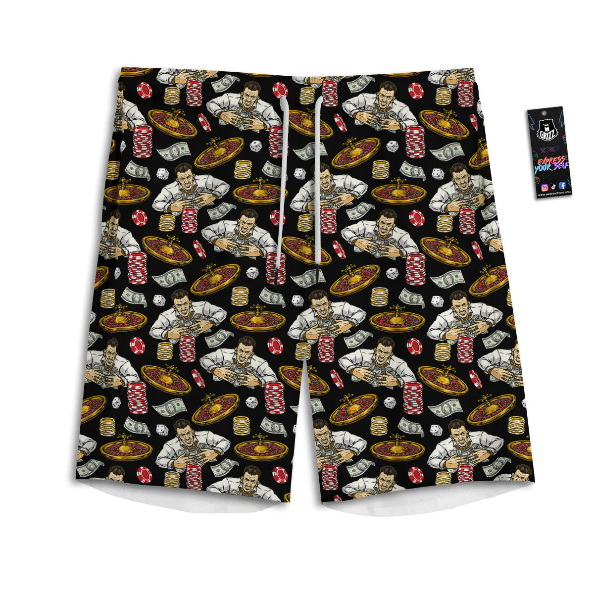 Gambling And Money Vintage Print Pattern Men's Athletic Shorts