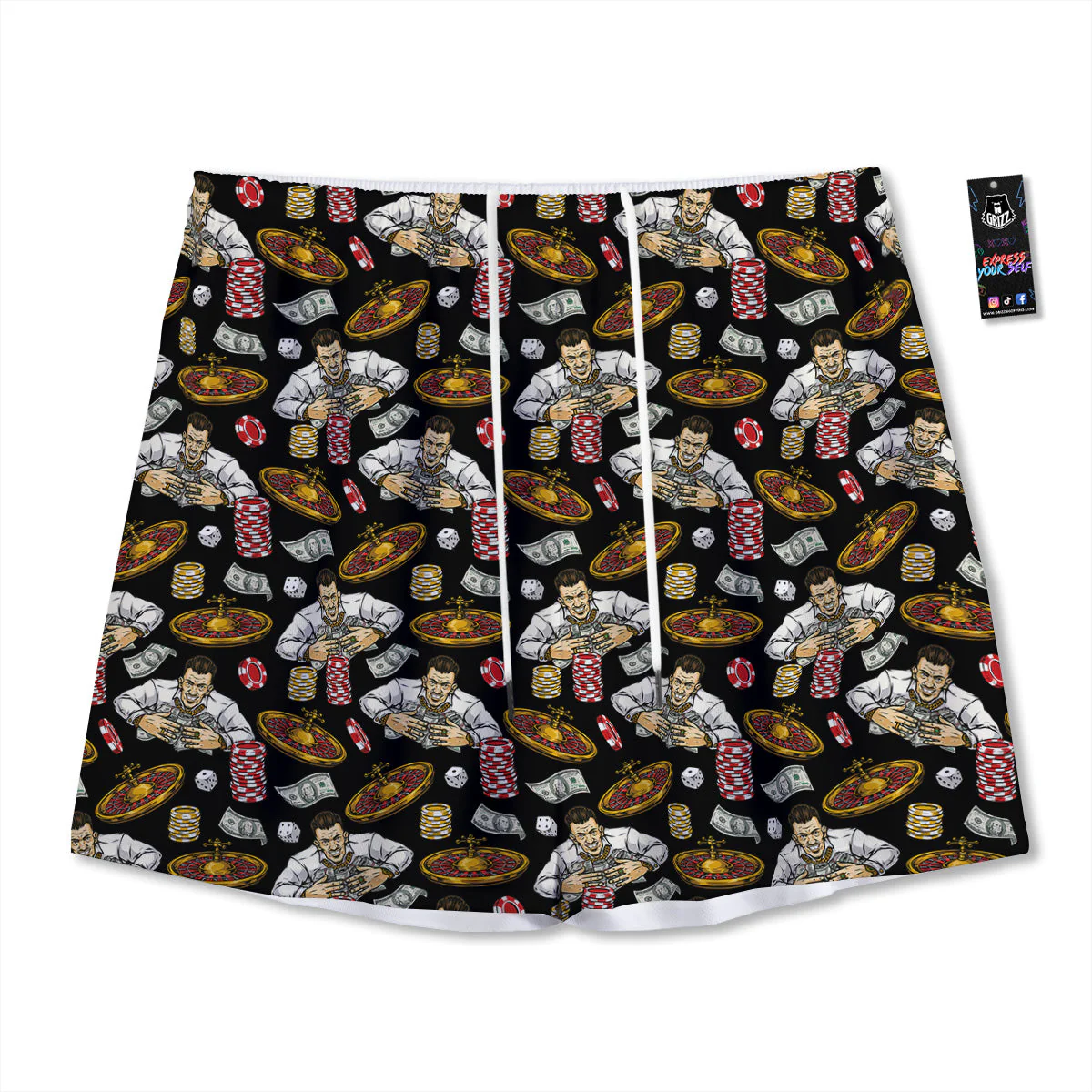 Gambling And Money Vintage Print Pattern Mesh Shorts