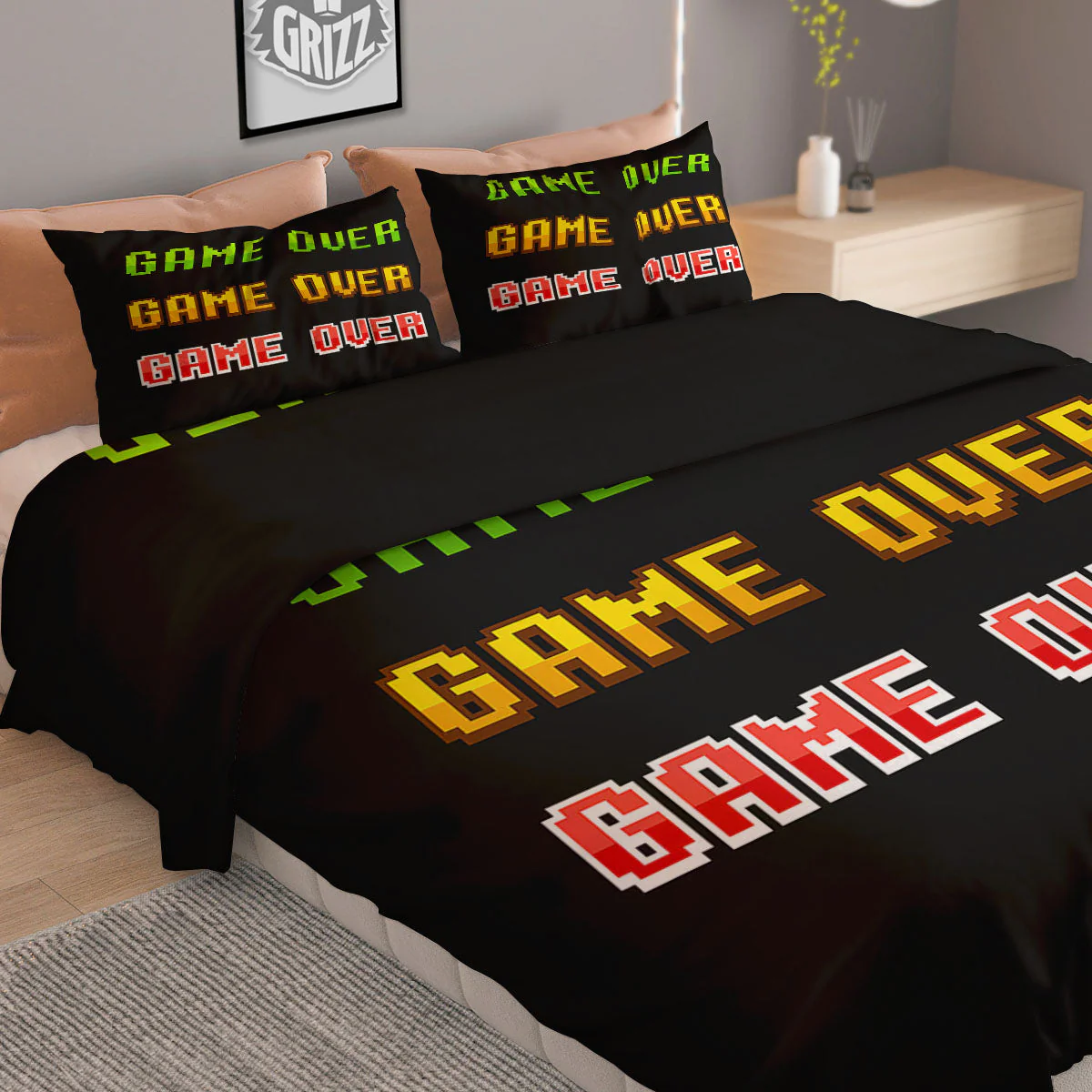 Game Over 8-Bit Print Duvet Cover Bedding Set - Image 2
