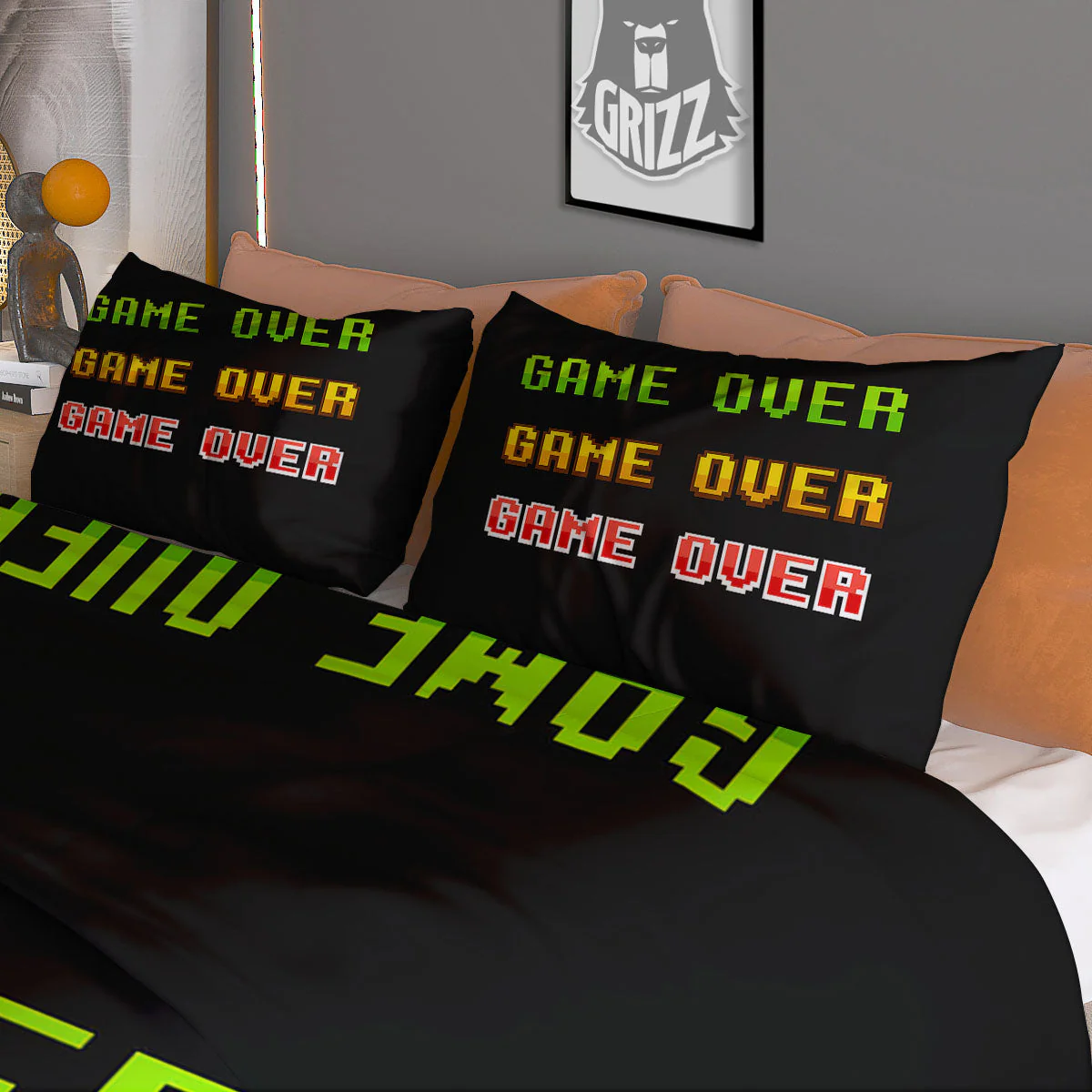 Game Over 8-Bit Print Duvet Cover Bedding Set - Image 3
