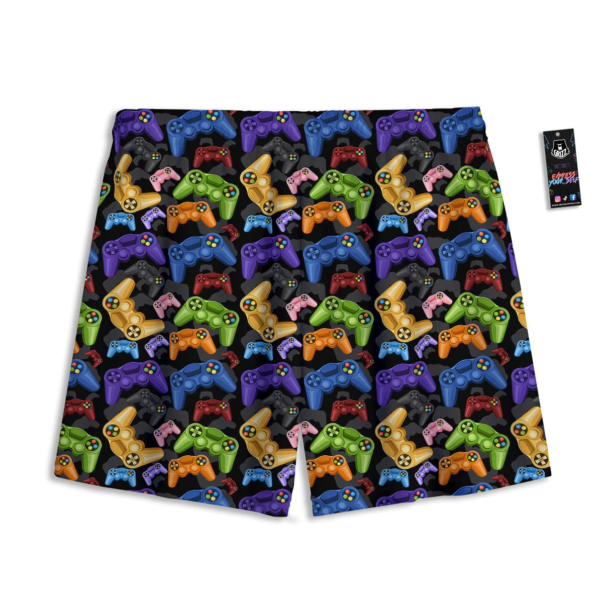 Game Pads Colorful Print Pattern Mesh Shorts - Image 2