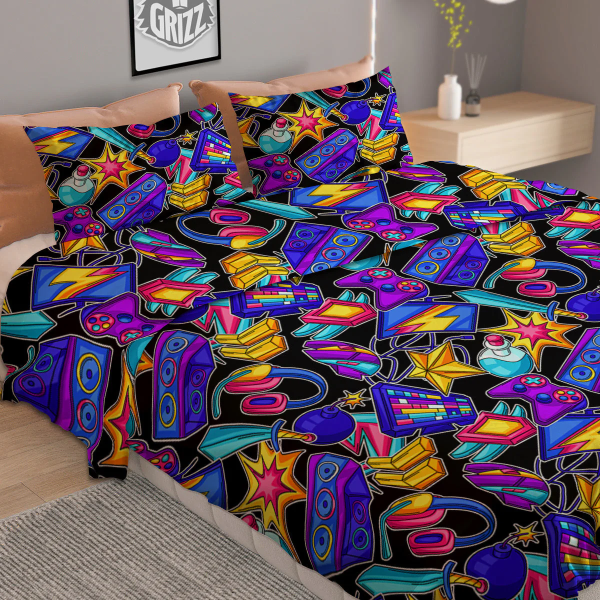 Gaming Items Colorful Print Pattern Duvet Cover Bedding Set - Image 2
