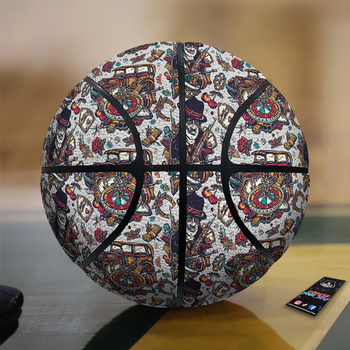Gangsters And Criminal Tattoo Print Pattern Basketball