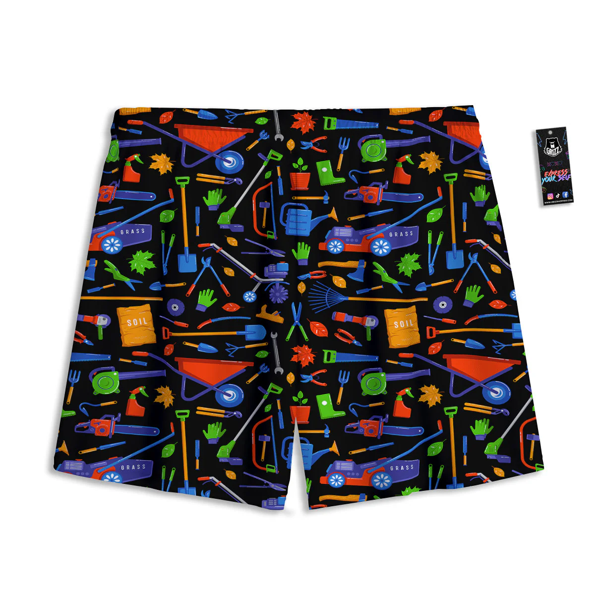 Garden Tools Print Pattern Mesh Shorts - Image 2