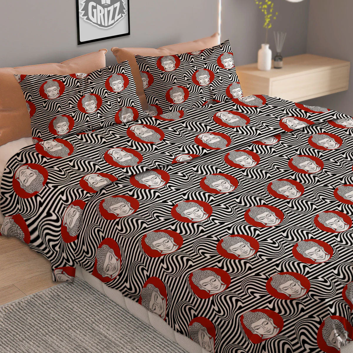 Gautama Buddha Print Pattern Duvet Cover Bedding Set - Image 2