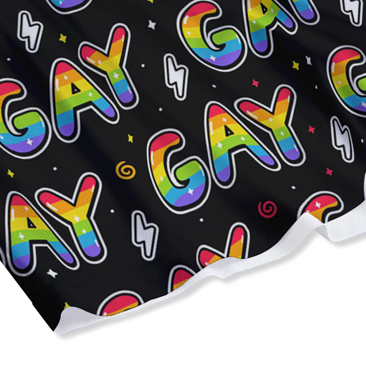 Gay Pride Rainbow Print Pattern Mesh Shorts - Image 4