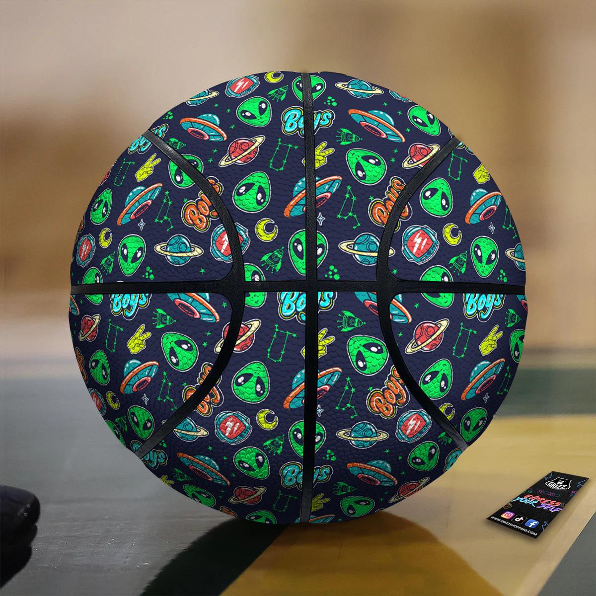 Geen Alien Ufo In Space Print Pattern Basketball