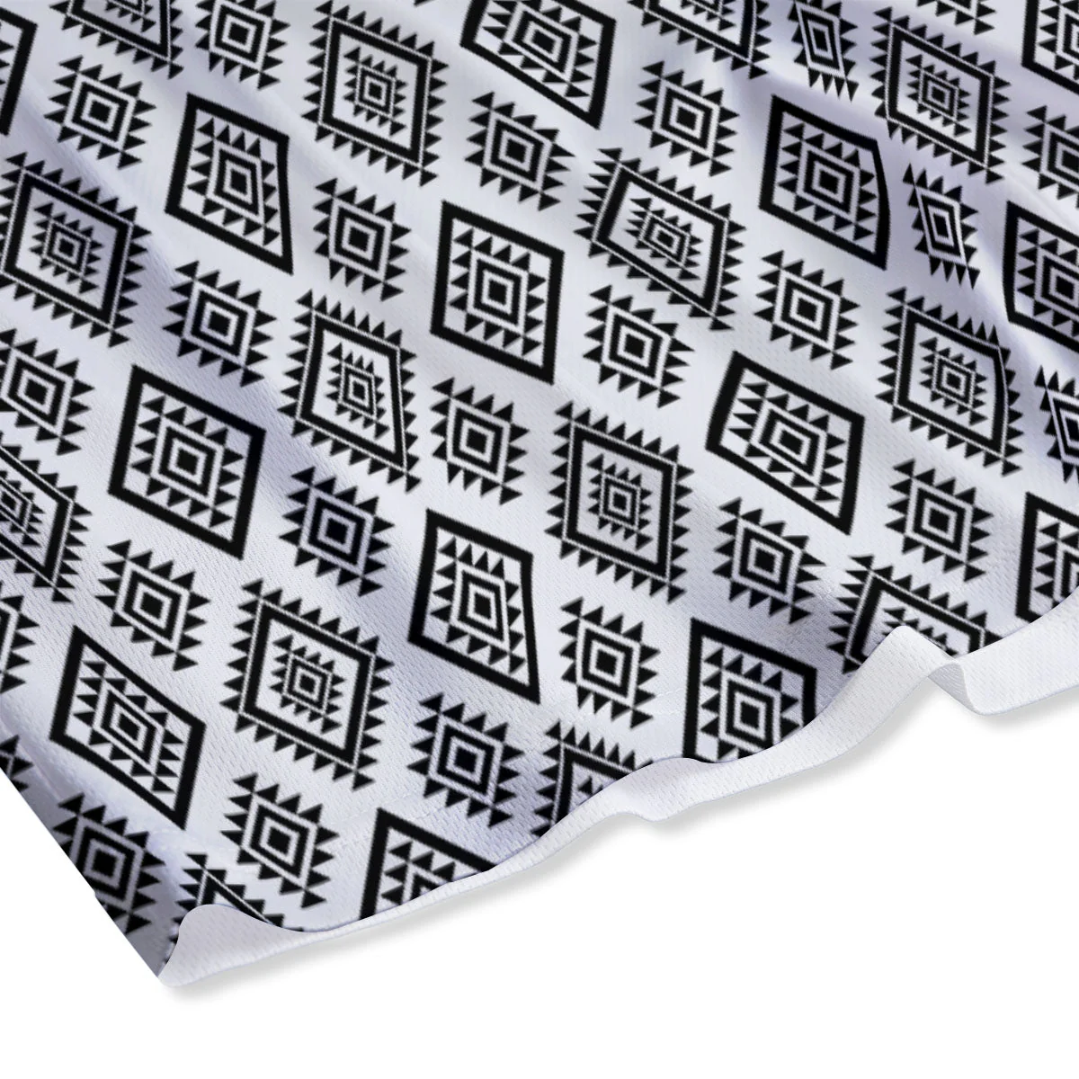Geometric African White And Black Print Mesh Shorts - Image 4
