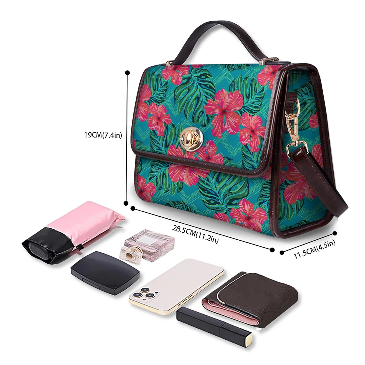 Geometric Aztec Tropical Print Pattern Women's Satchel Bag - Image 4