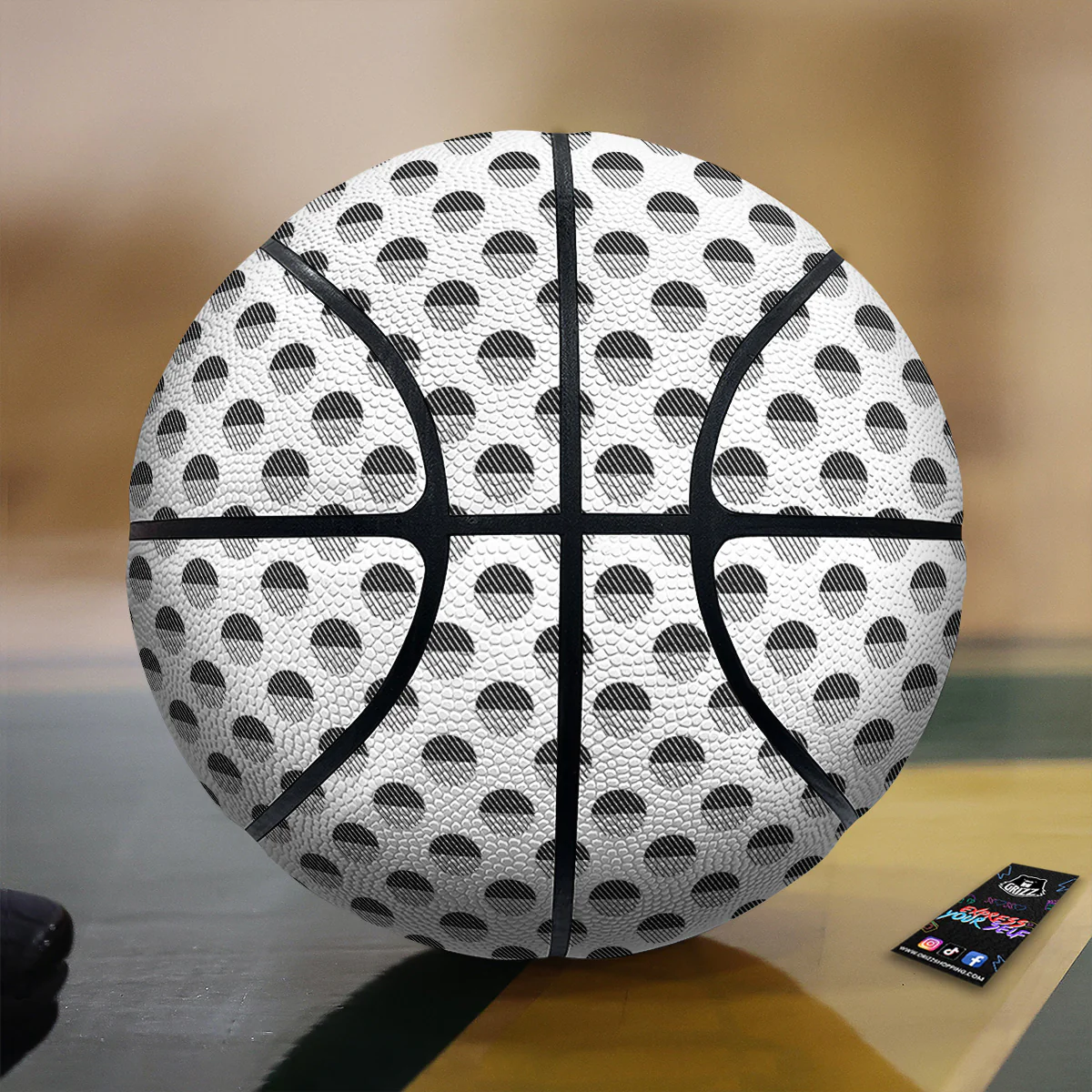 Geometric Black And White Polka Dots Print Pattern Basketball