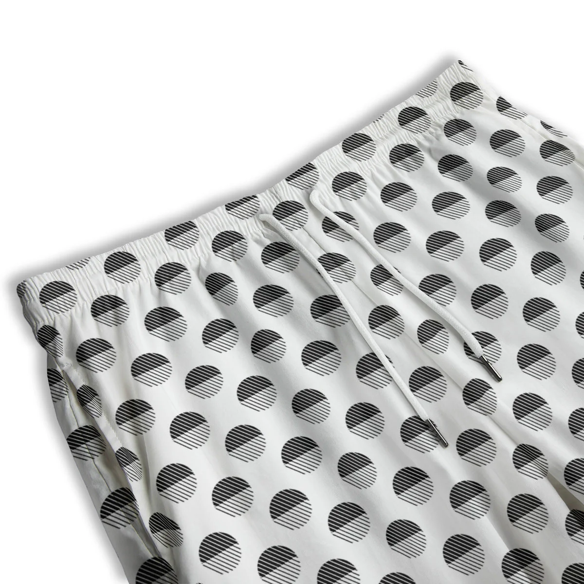 Geometric Black And White Polka Dots Print Pattern Men's Athletic Shorts - Image 3