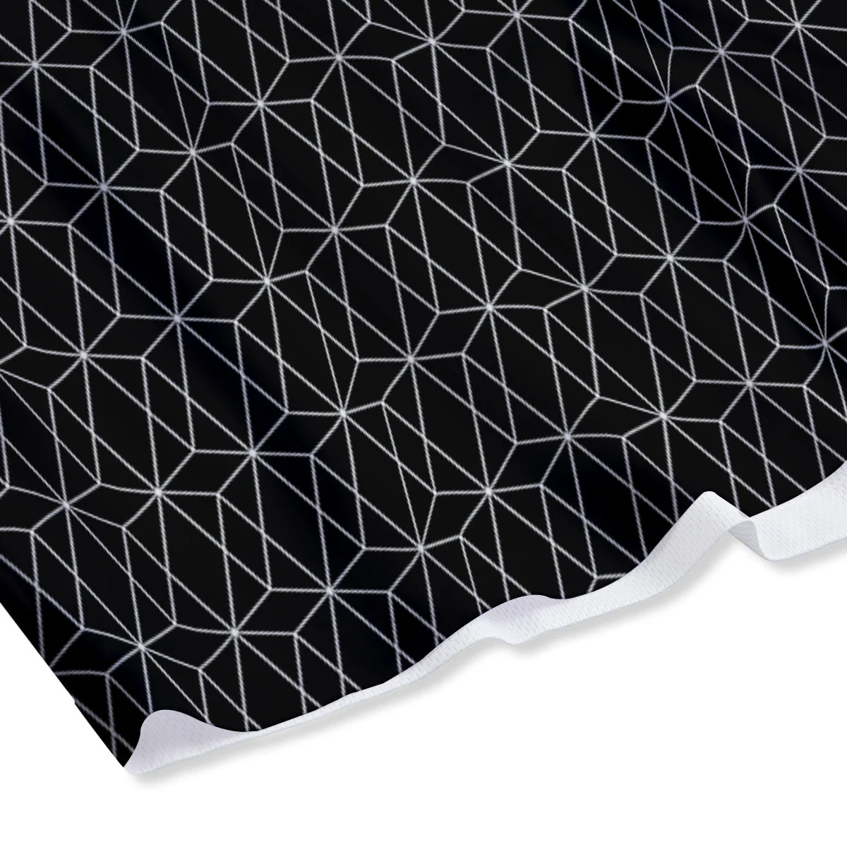 Geometric Black Polygonal Print Mesh Shorts - Image 4