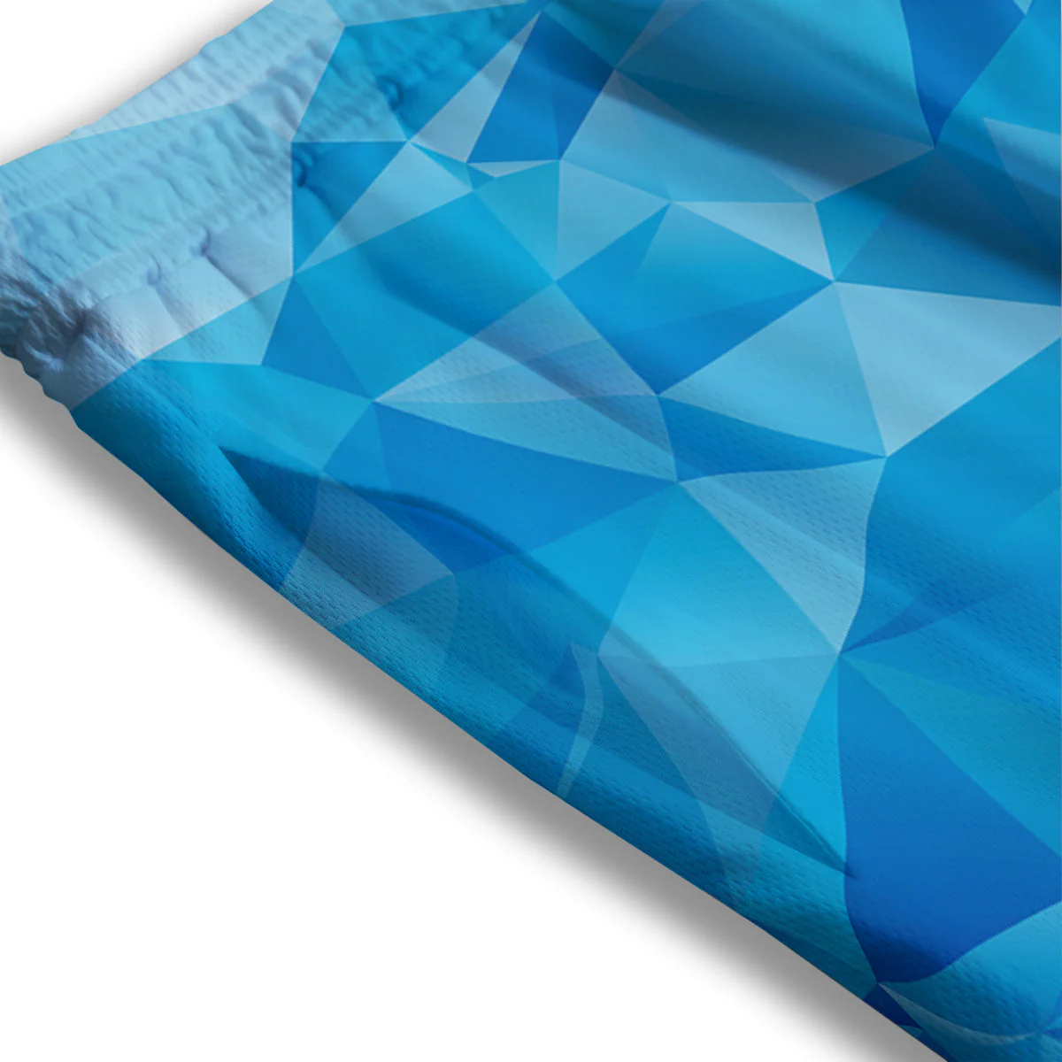 Geometric Blue Polygonal Print Mesh Shorts - Image 3