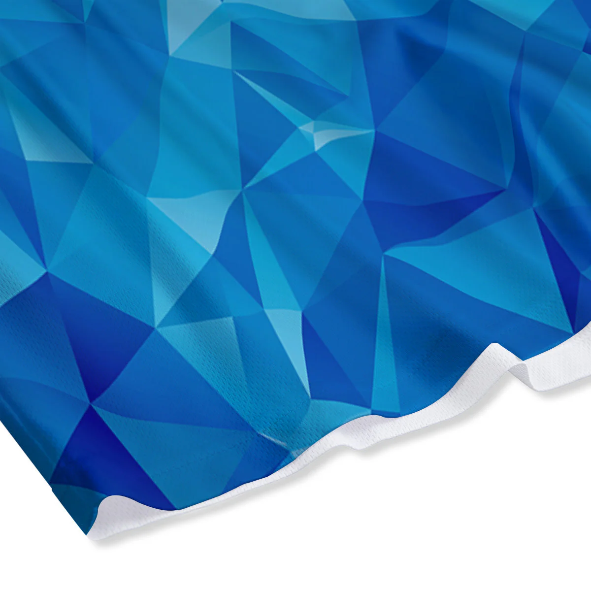Geometric Blue Polygonal Print Mesh Shorts - Image 4