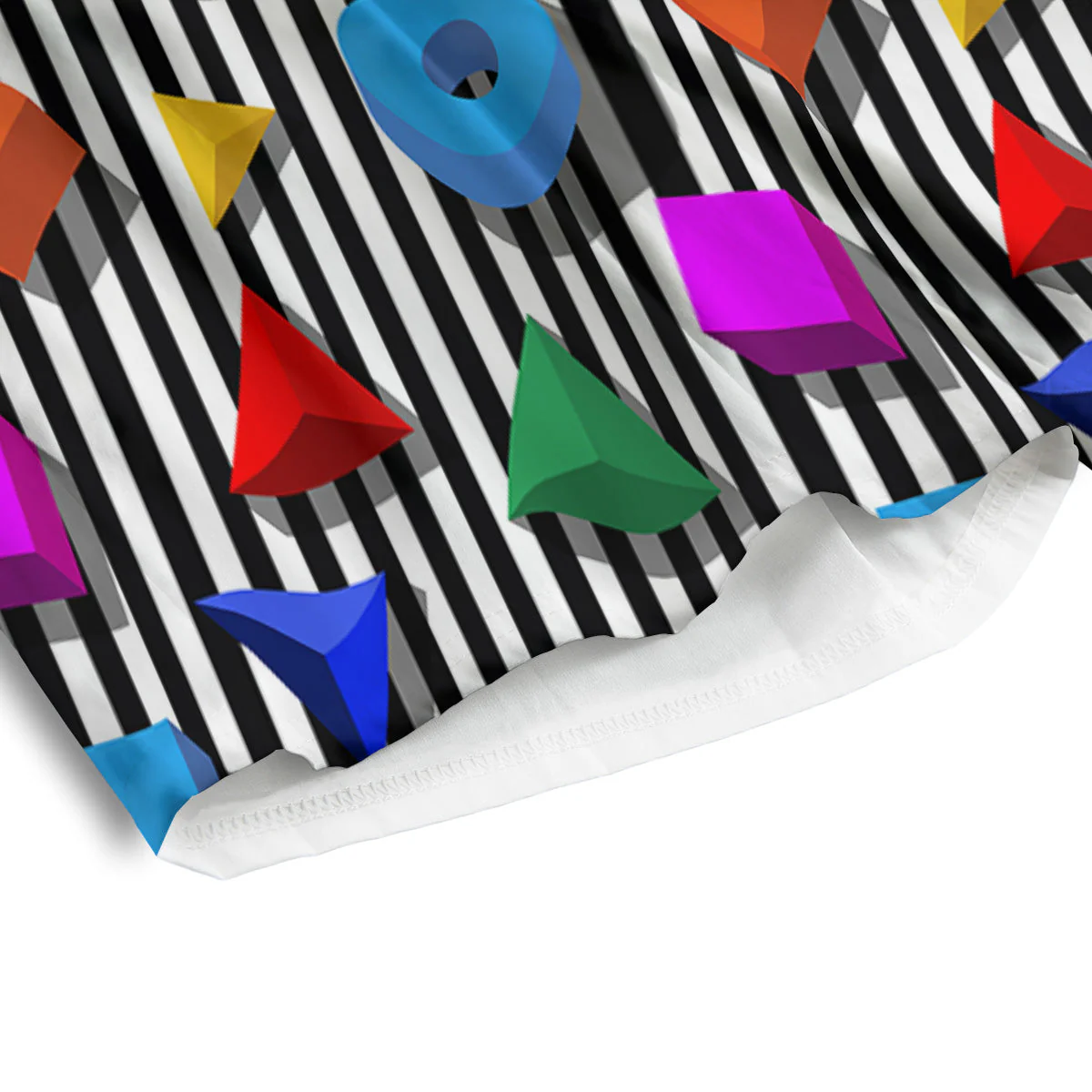 Geometric Colorful Striped Print Pattern Men's Athletic Shorts - Image 4