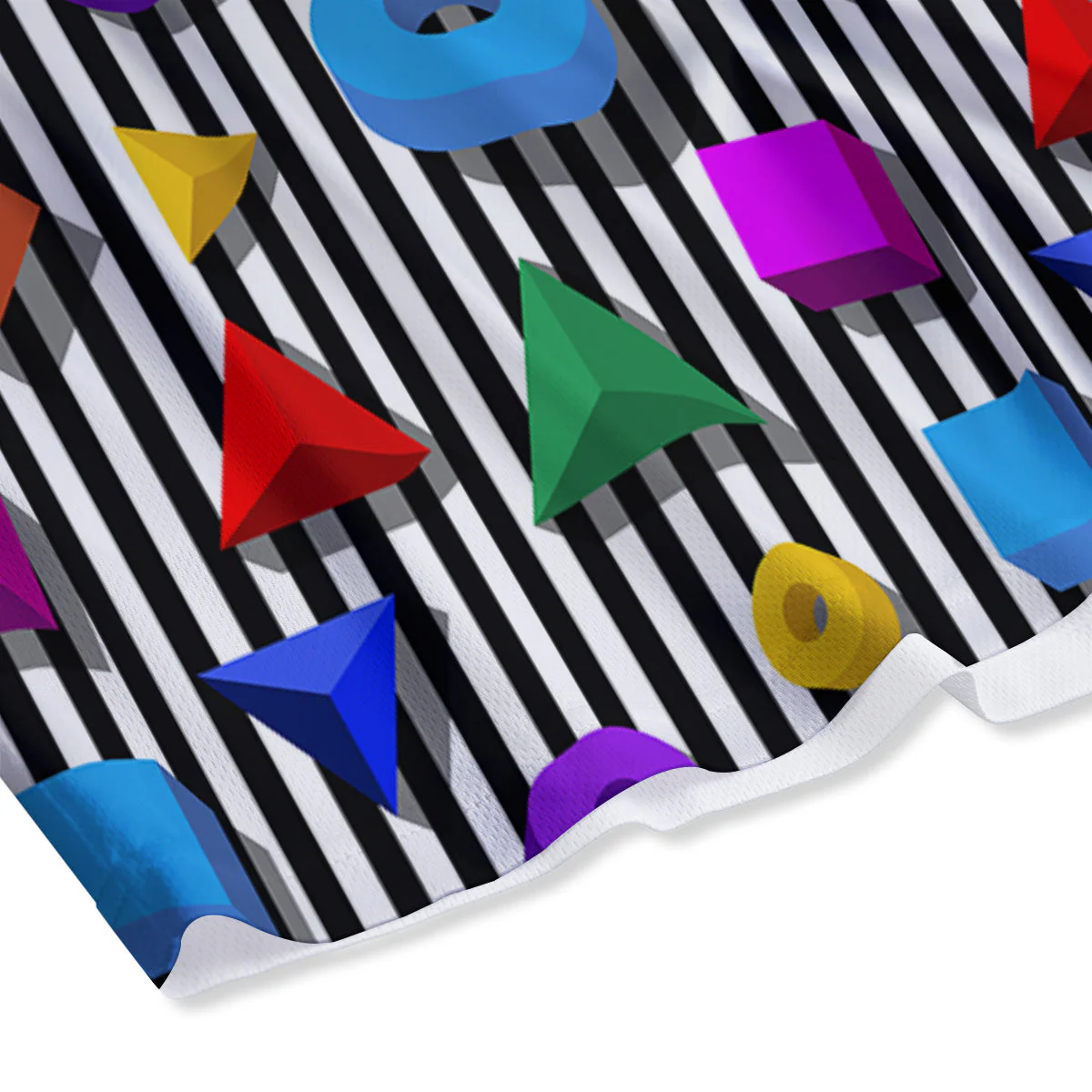 Geometric Colorful Striped Print Pattern Mesh Shorts - Image 4