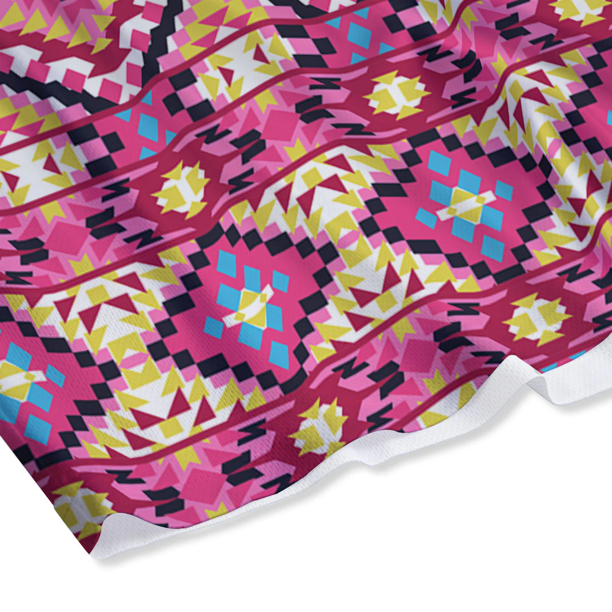 Geometric Ethnic Pink Aztec Print Pattern Mesh Shorts - Image 4