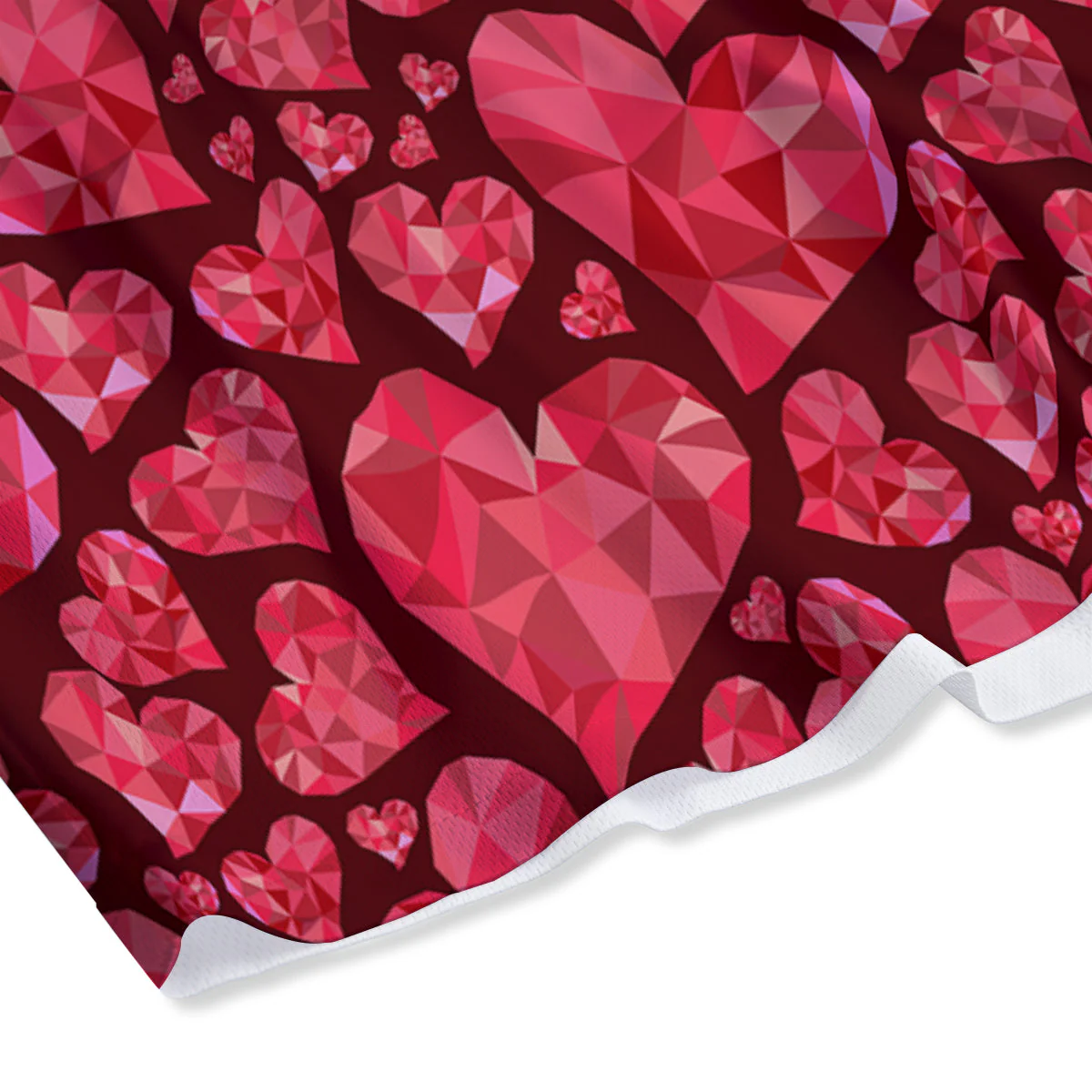 Geometric Heart Valentine's Day Print Pattern Mesh Shorts - Image 4