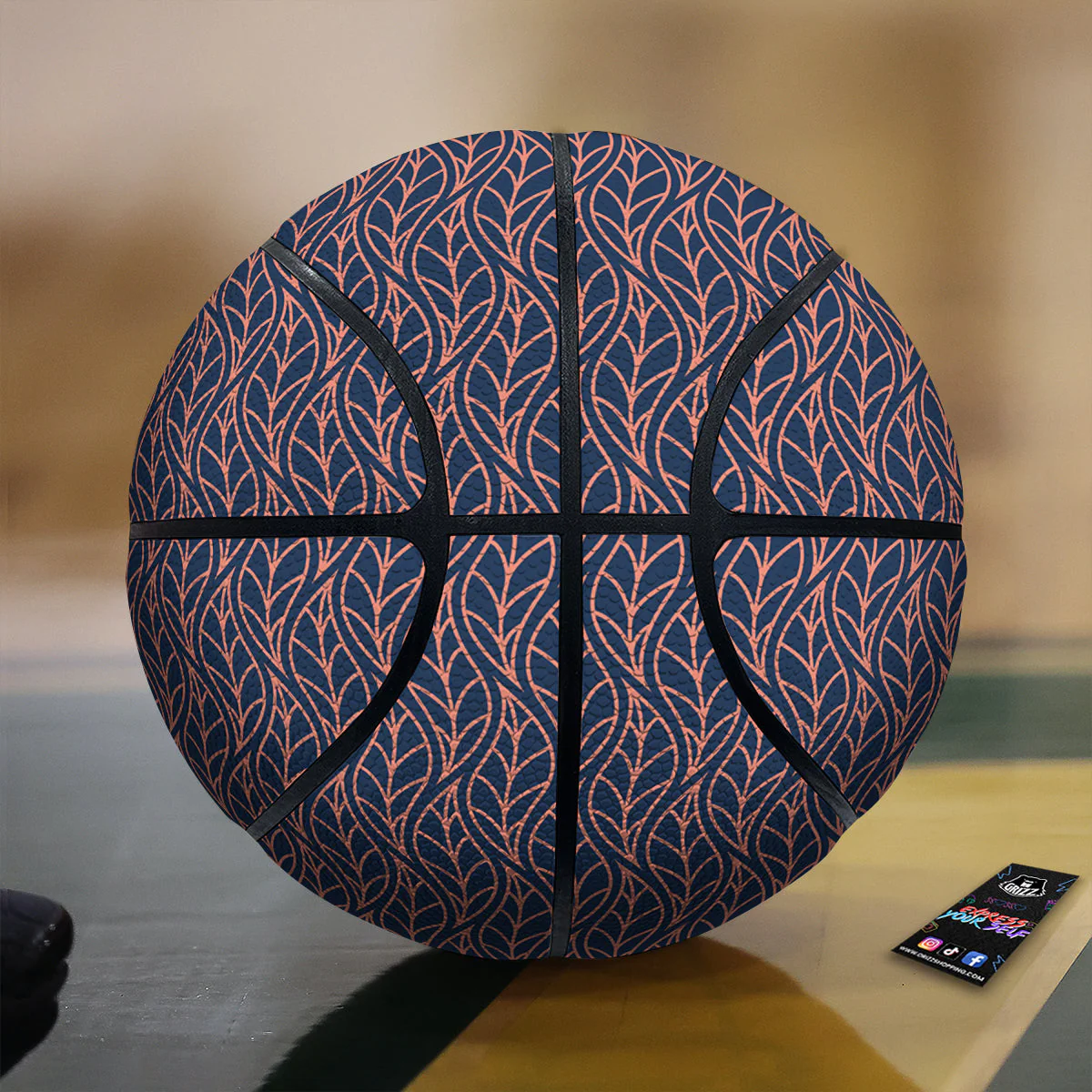 Geometric Leaf Vintage Print Pattern Basketball