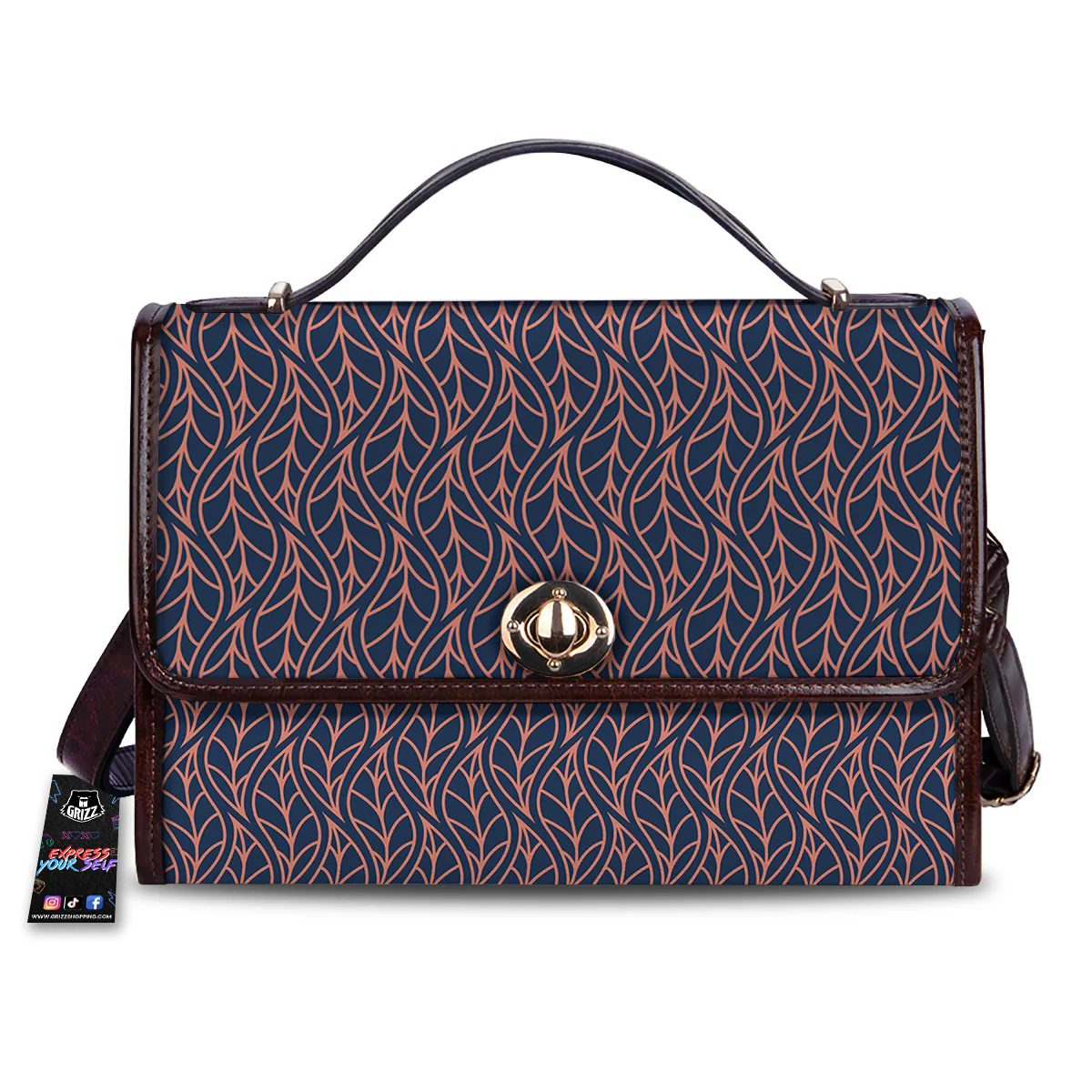 Geometric Leaf Vintage Print Pattern Women's Satchel Bag