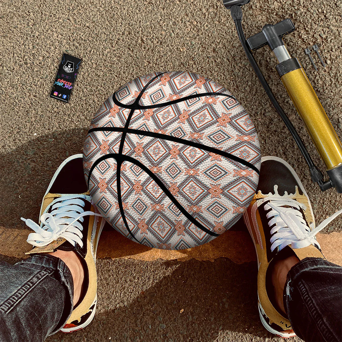 Geometric Native American Print Pattern Basketball - Image 2
