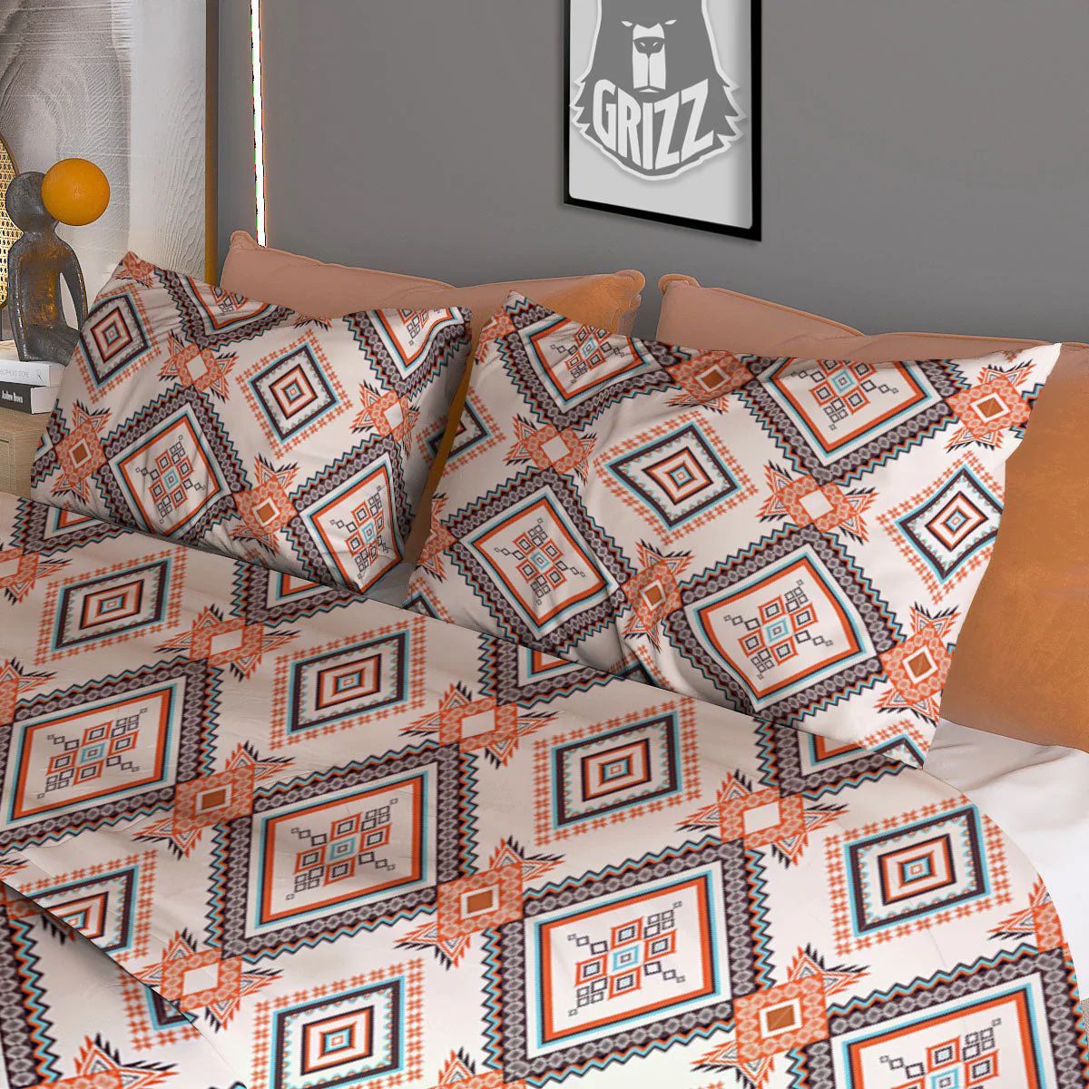 Geometric Native American Print Pattern Duvet Cover Bedding Set - Image 3