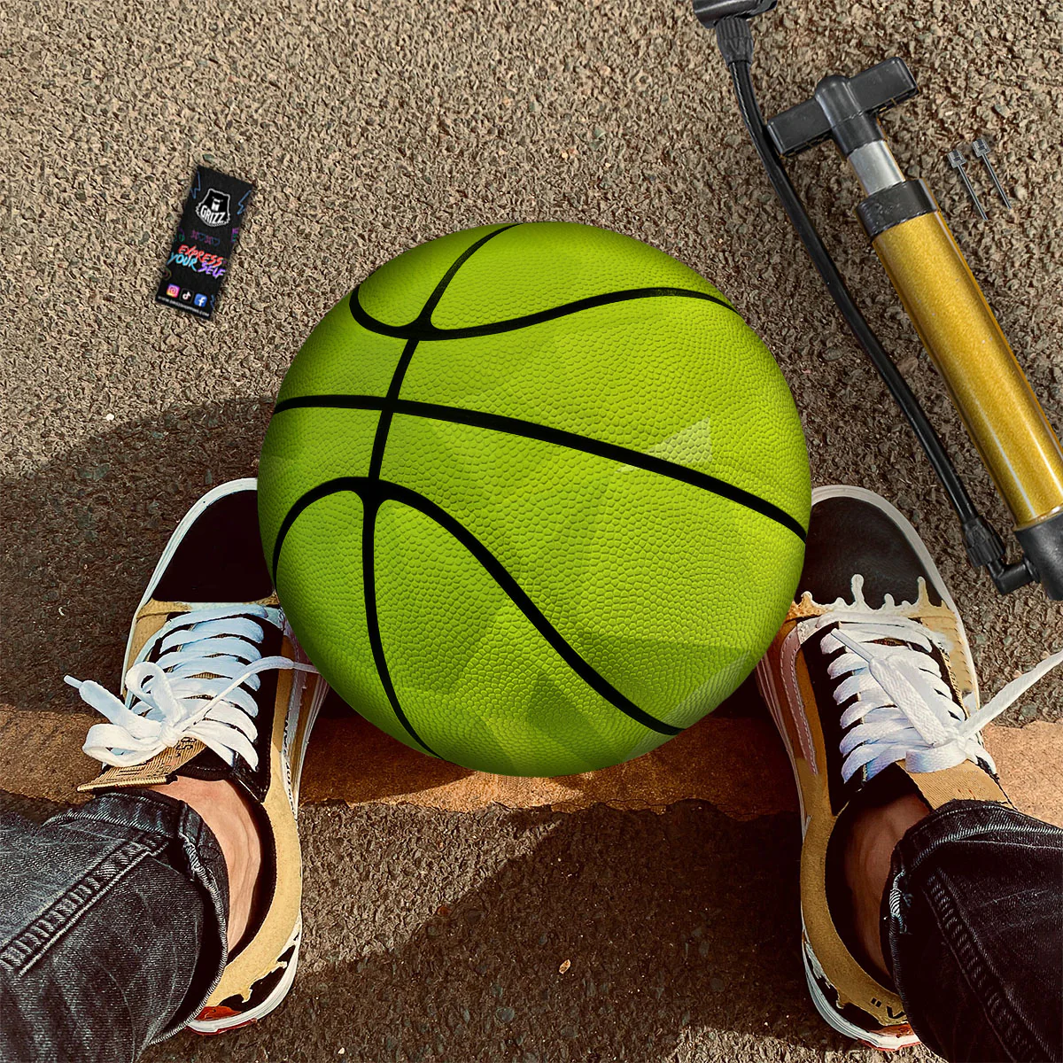 Geometric Polygonal Green Print Basketball - Image 2