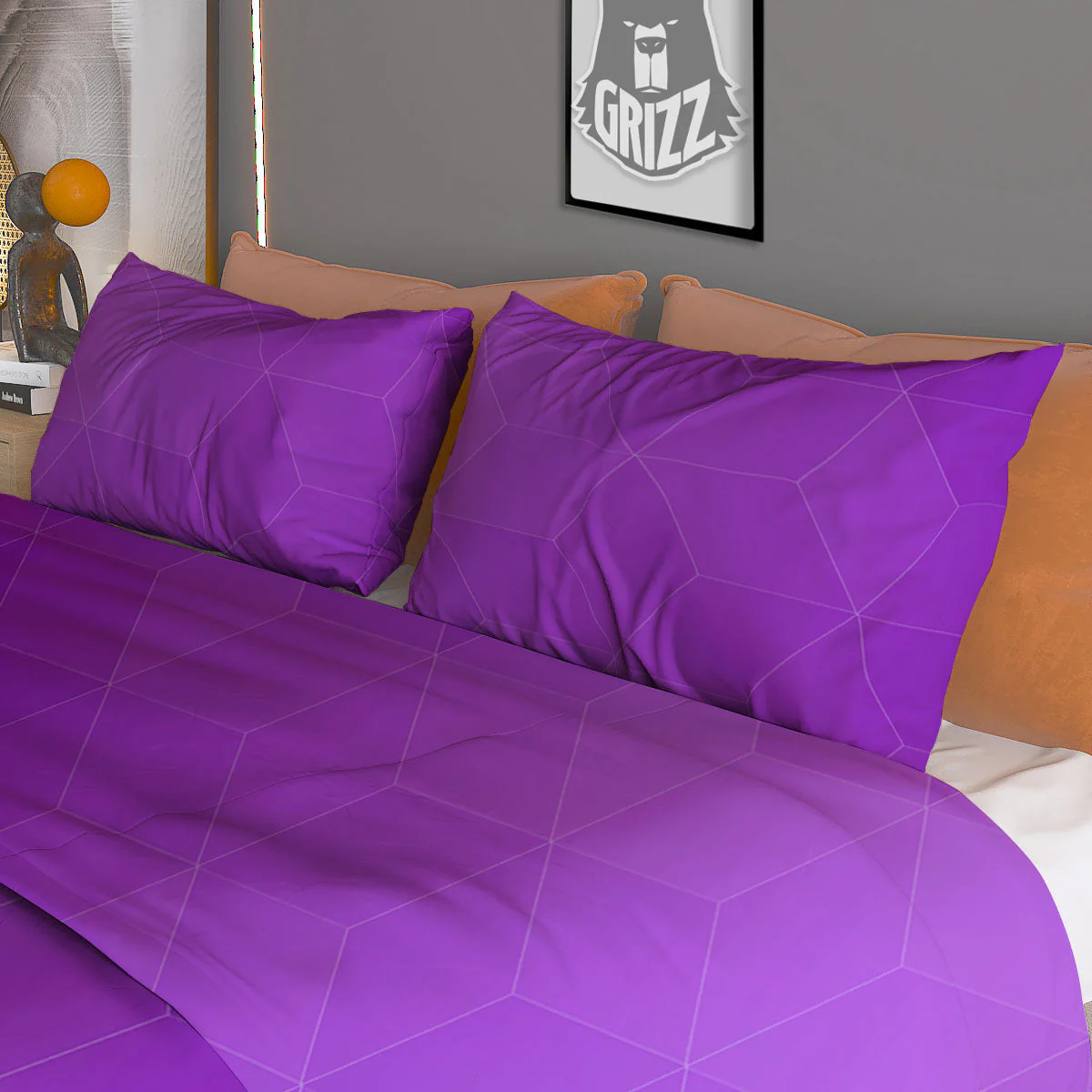 Geometric Polygonal Purple Print Duvet Cover Bedding Set - Image 3