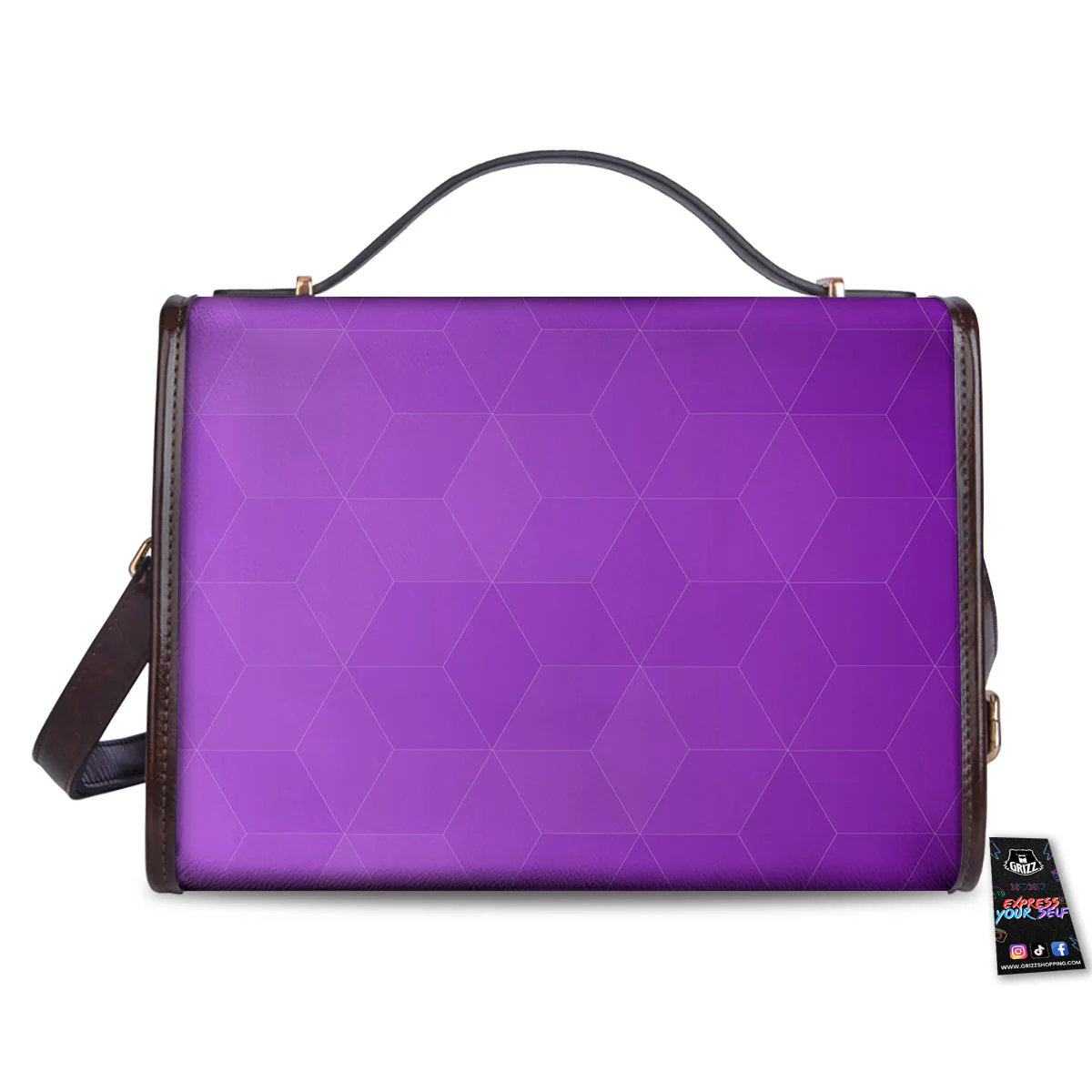 Geometric Polygonal Purple Print Women's Satchel Bag - Image 2