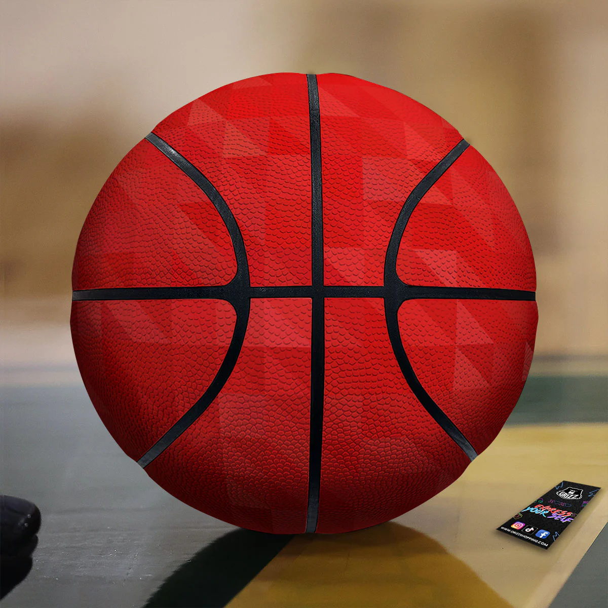 Geometric Red Polygonal Print Basketball