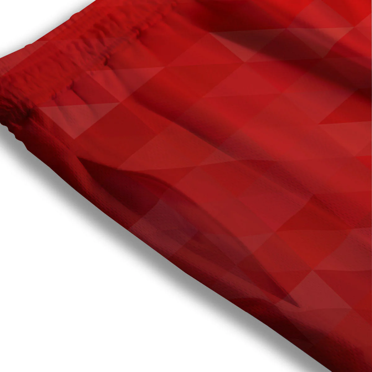 Geometric Red Polygonal Print Mesh Shorts - Image 3
