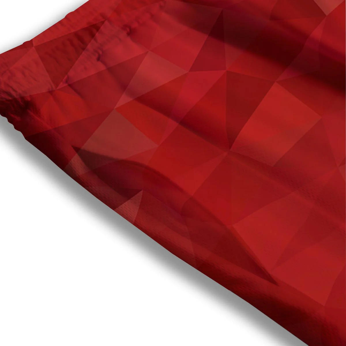 Geometric Red Print Pattern Mesh Shorts - Image 3