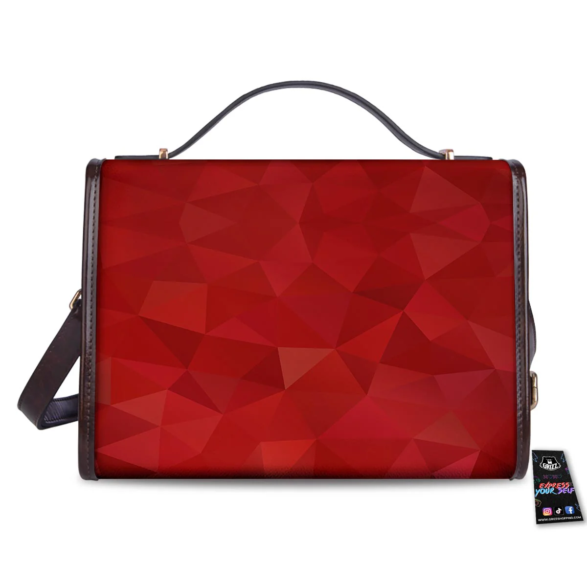 Geometric Red Print Pattern Women's Satchel Bag - Image 2