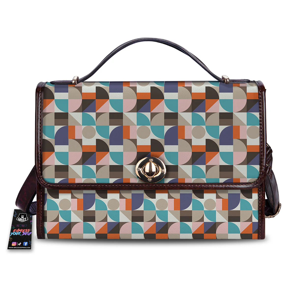 Geometric Shape Pastel Print Pattern Women's Satchel Bag