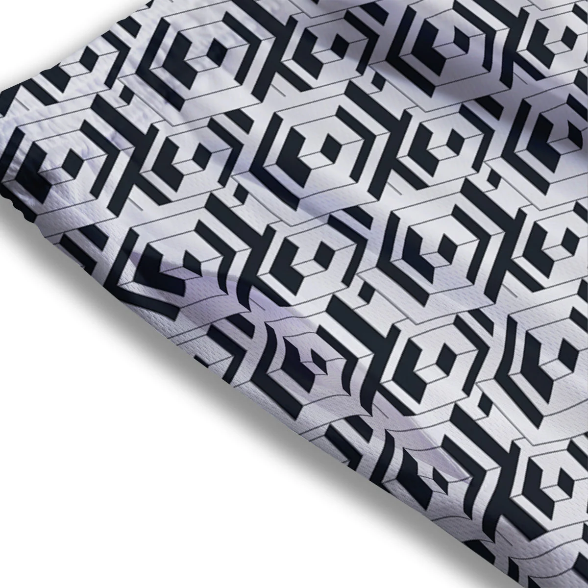 Geometric Simple Black And White Print Pattern Mesh Shorts - Image 3